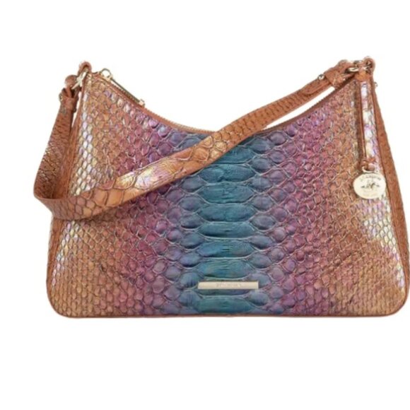 BRAHMIN Esme Multi Stellaris Leather Shoulder BagBlue, Pink, Orange Ombre